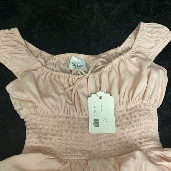 NWT Sky to Moon Smocked Tiered Ruffle Romper in blush color - Picture 3 of 4